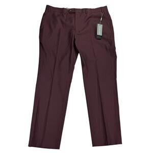 Michael Kors Mens Malone Classic Fit Wool Stretch Suit Pants Burgundy 38x30